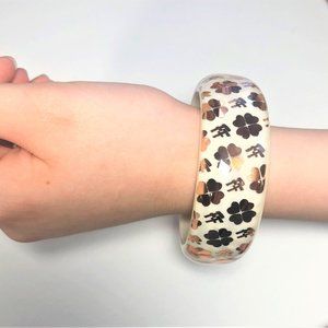 Follie Follie White Acrylic Resin Shamrock Bangle